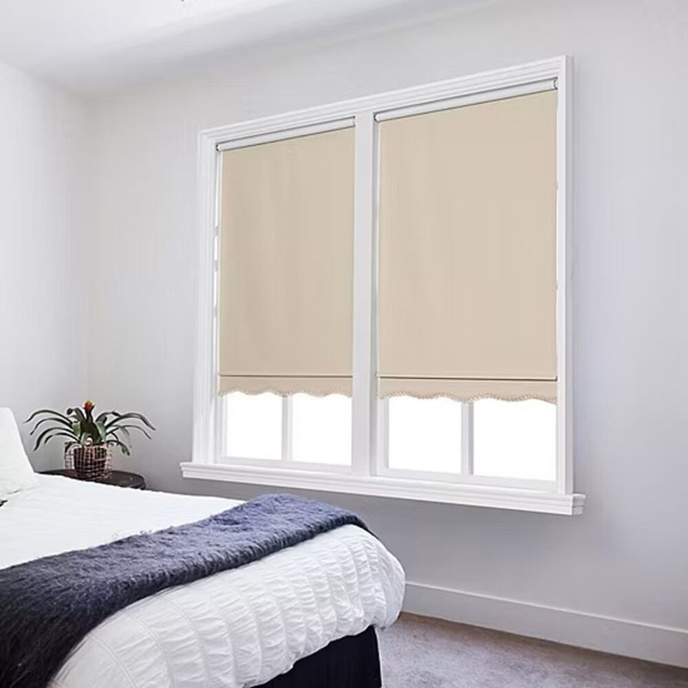 32.5x64 Paige Cut To Width Cordless Blackout Fringed Roller Shade Deep Cream
